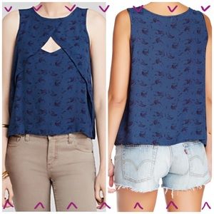 Free People blue Crinkle Look Through Tank size Medium